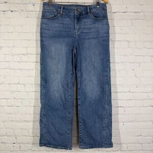 Chicos Jeans Women Size 2 Large US Blue Mid Rise Leg Ankle Perfect Stretch Denim